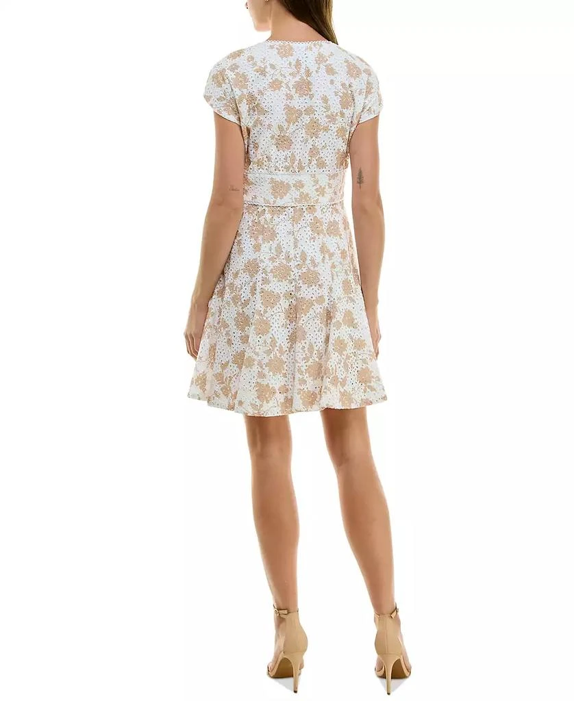 Taylor Women's Printed Cotton Eyelet V-Neck Dress 4