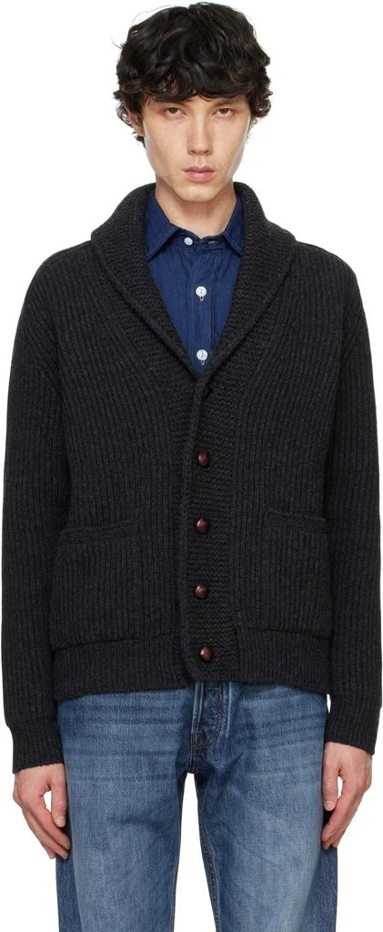 Drake's Gray Lambswool Shawl Collar Cardigan 1