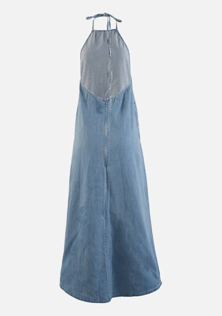white christmas dresses Miou Muse Floral Jacquard Open Front Bow Tie Top in Denim M main image 0