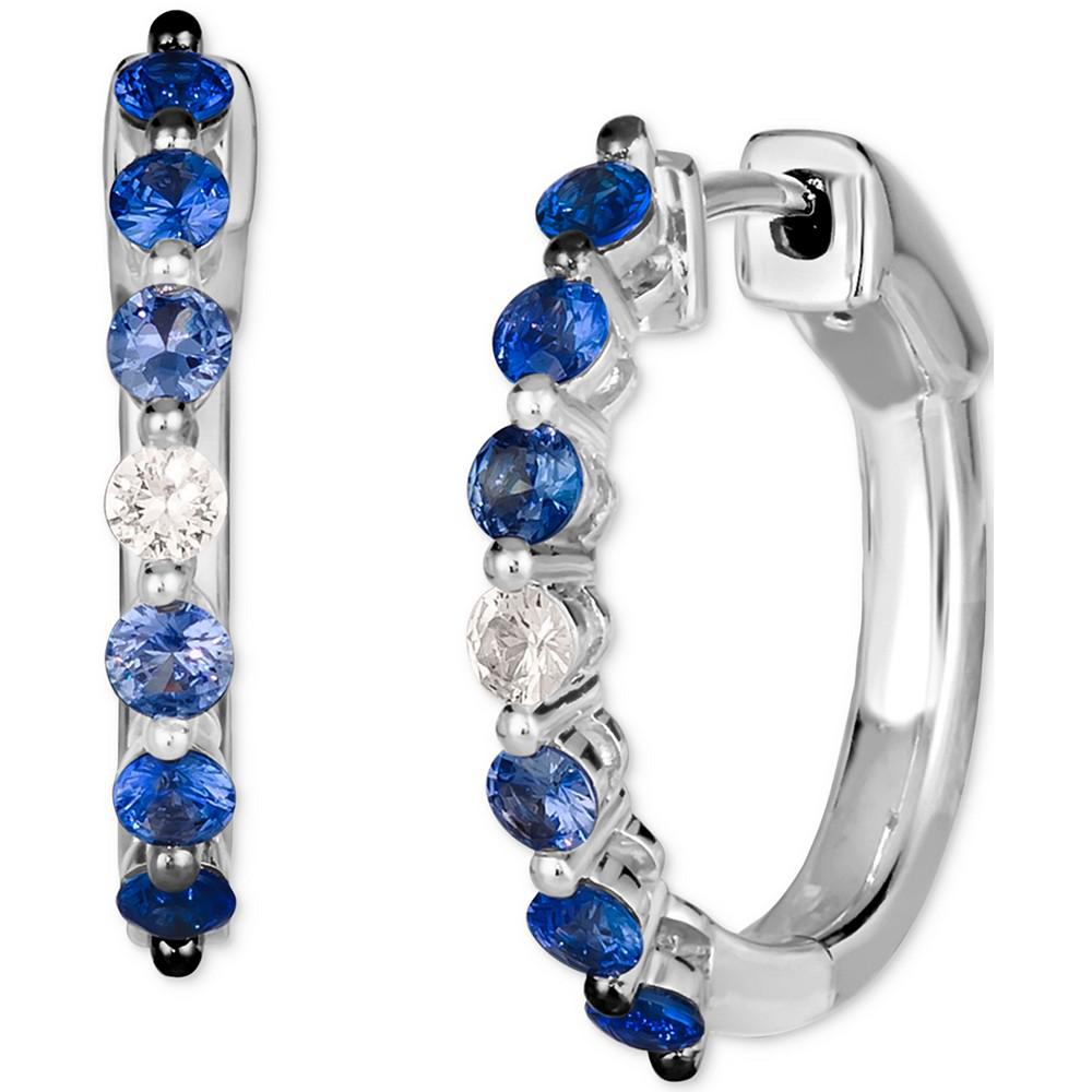 Le Vian Ombré® Denim Ombré (3/4 ct. t.w.) & White Sapphire (1/8 ct. t.w.) Small Hoop Earrings in 14k White Gold, 0.7"