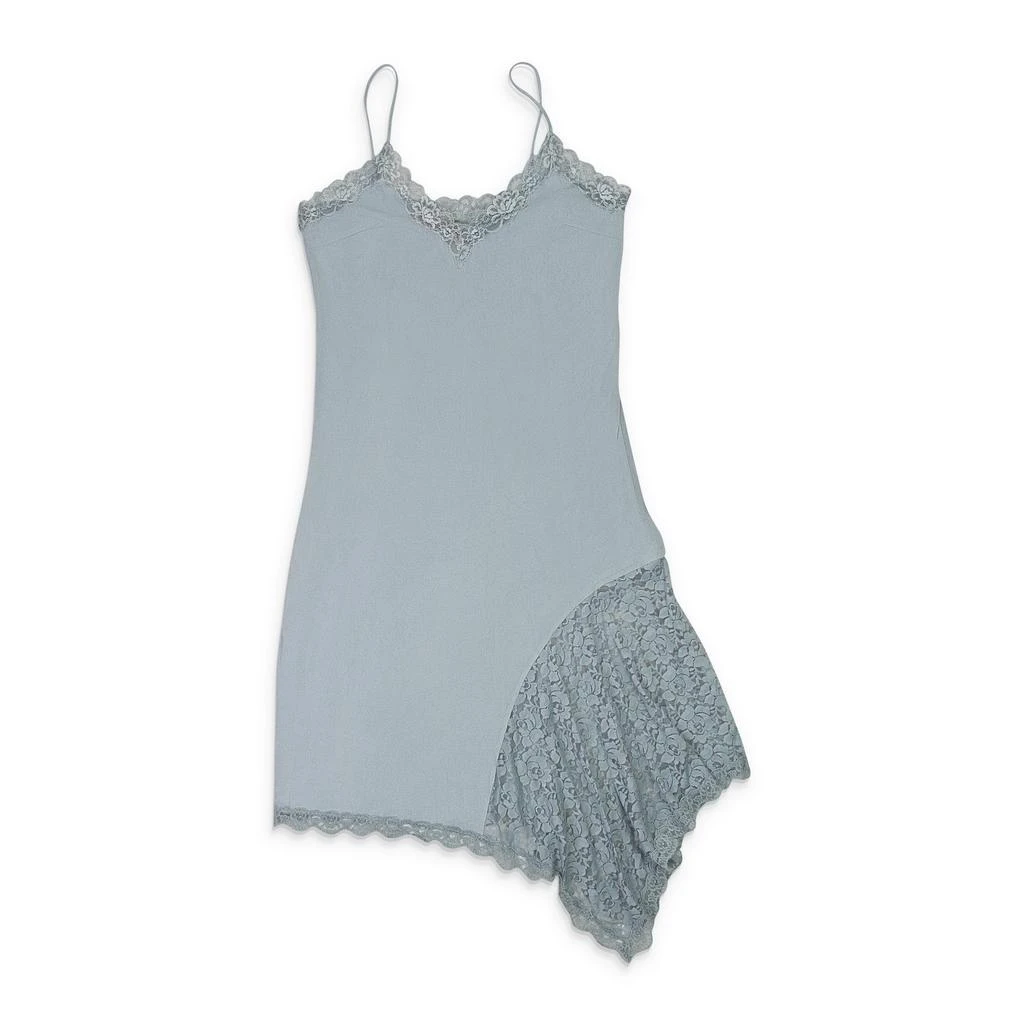 Callipygian CALLIPYGIAN FAUX SUEDE BLUE SLIP DRESS 1