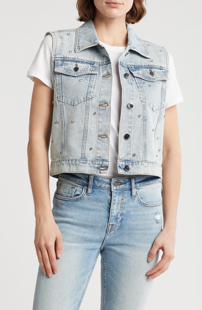 VIGOSS Bling Denim Trucker Vest