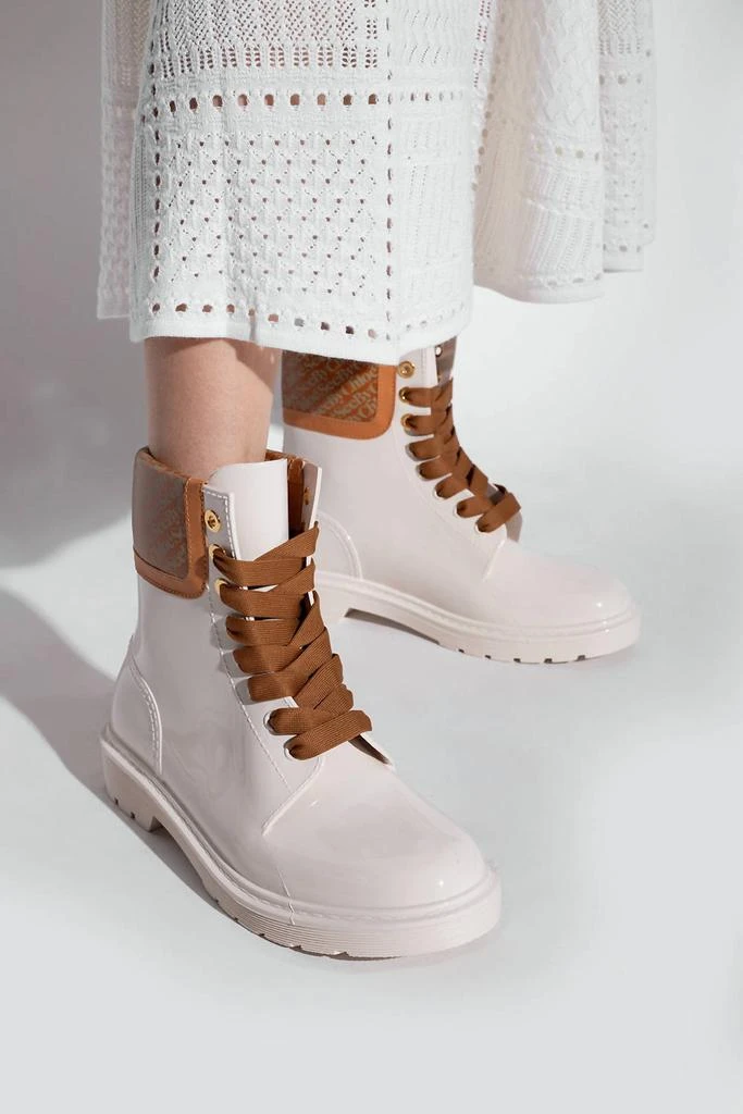 See by Chloé Florrie Lace Up Weather Ankle Rubber Boots in Chalk White 3