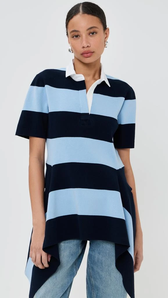 Monse Striped Cascade Half Placket Knitted Top 6