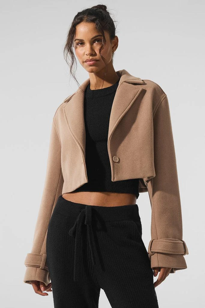 Alo Wool Cropped Metro Trench - Toasted Almond