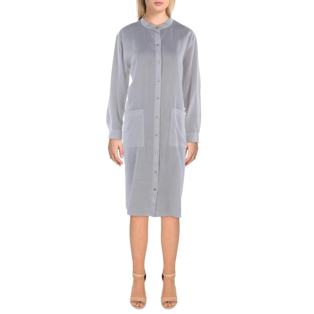 white christmas dresses Striped Poplin Classic Collar Shirt in Myrtle main image 1