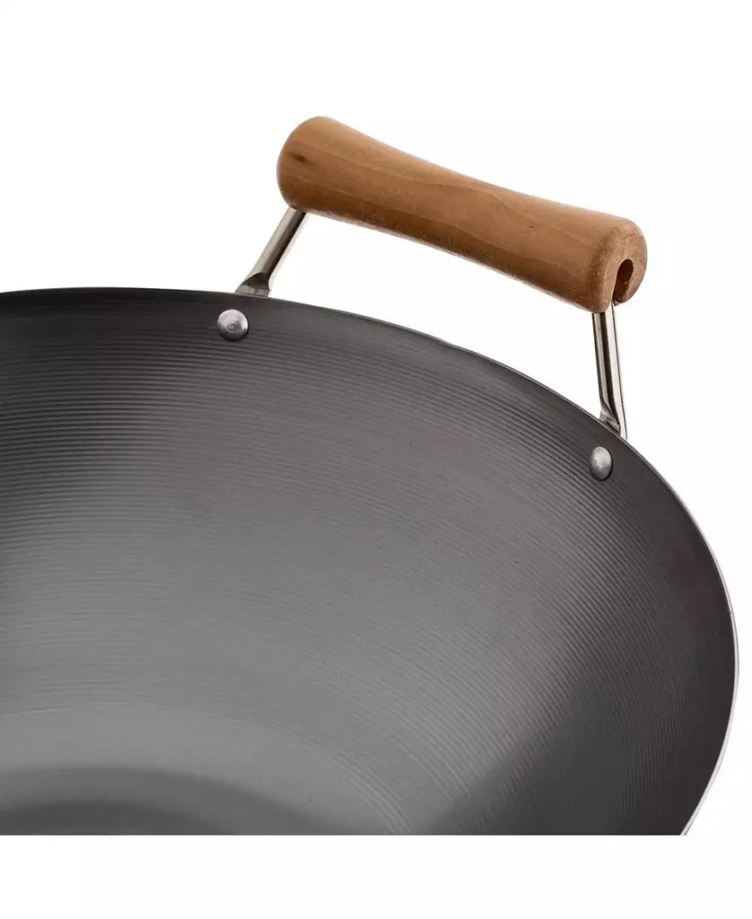 Honey Can Do Classic Series Uncoated Carbon Steel 4-Pc. Wok Set with Lid and Birch Handles 3