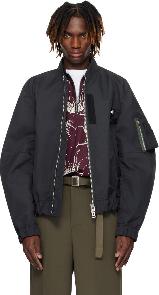 Shop Black 3 Layer Bonding Bomber Jacket on Sale at BeyondStyle