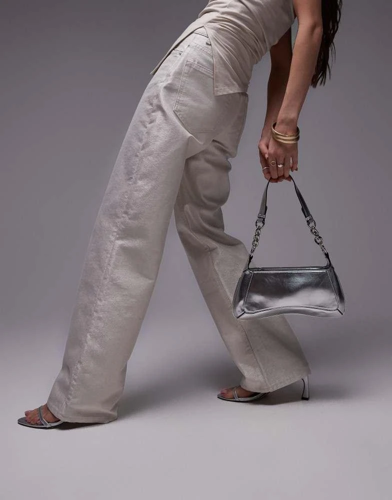 Topshop Topshop Sisi shoulder bag with chain detail in silver 2
