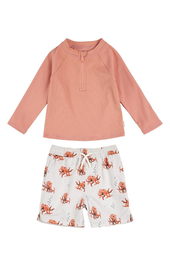 Petit Lem Rib Long Sleeve Two-Piece Rashguard Swimsuit