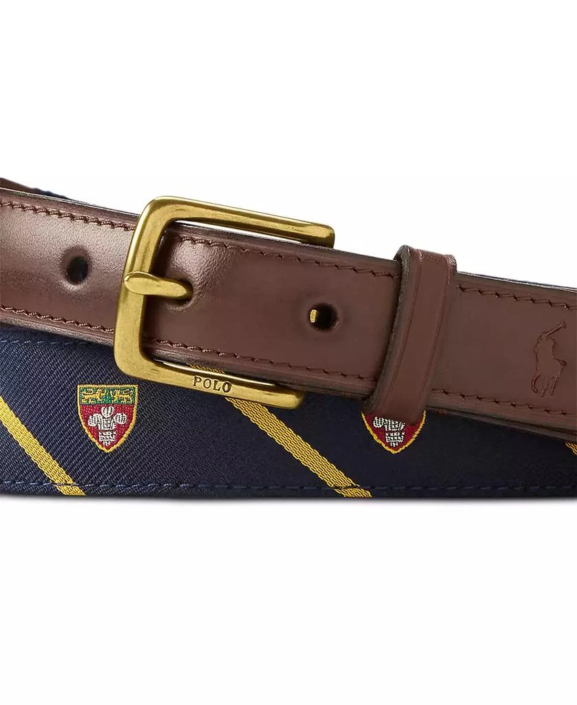 Ralph Lauren Leather-Trim Silk Jacquard Belt 2