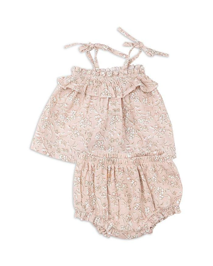Angel Dear Girls' Baby's Breath Cotton Muslin Floral Ruffled Top & Bloomer Set