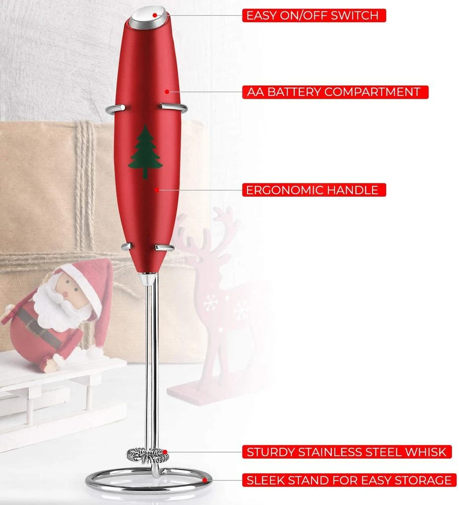 Zulay Kitchen Milk Frother With Stand (Christmas Edition) 4