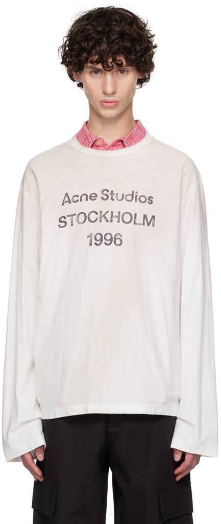 Shop White Printed Logo Long Sleeve T-Shirt on Sale at