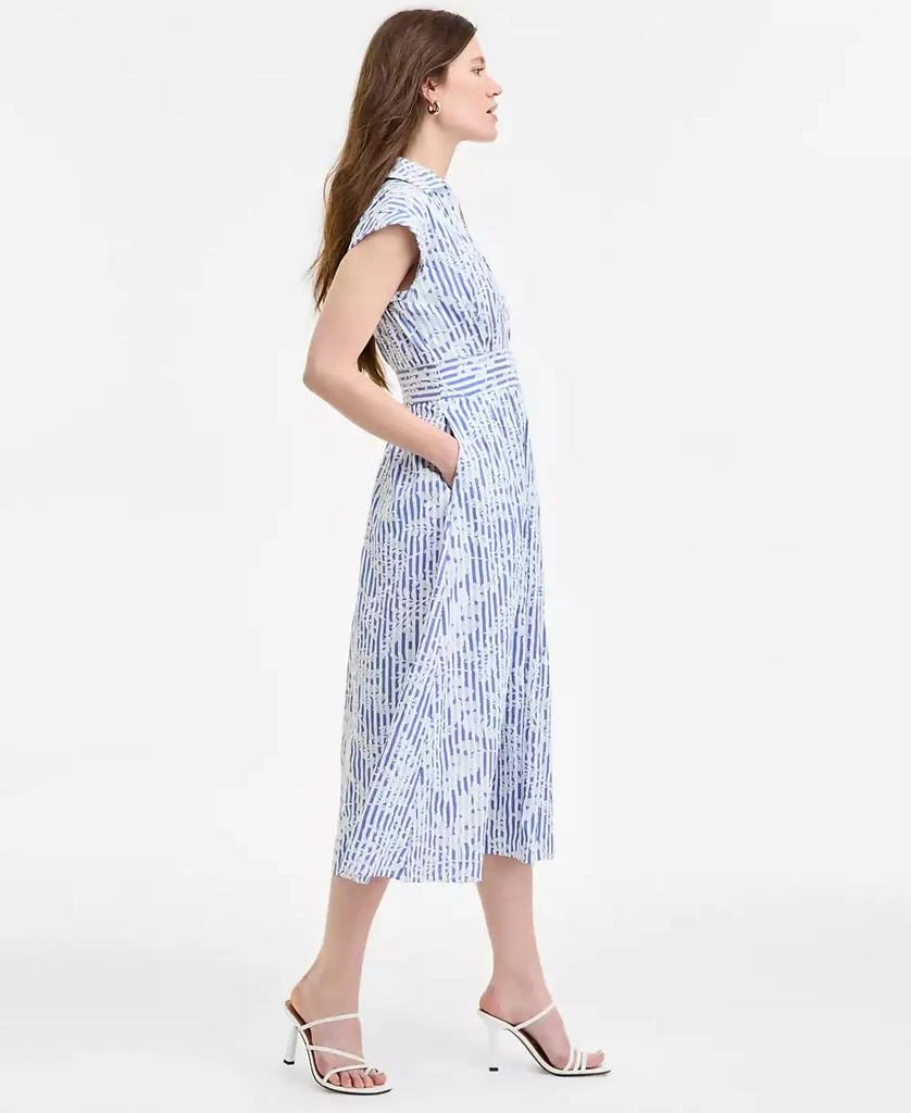 Kensie Women's Striped Floral-Embroidered Midi Dress 4