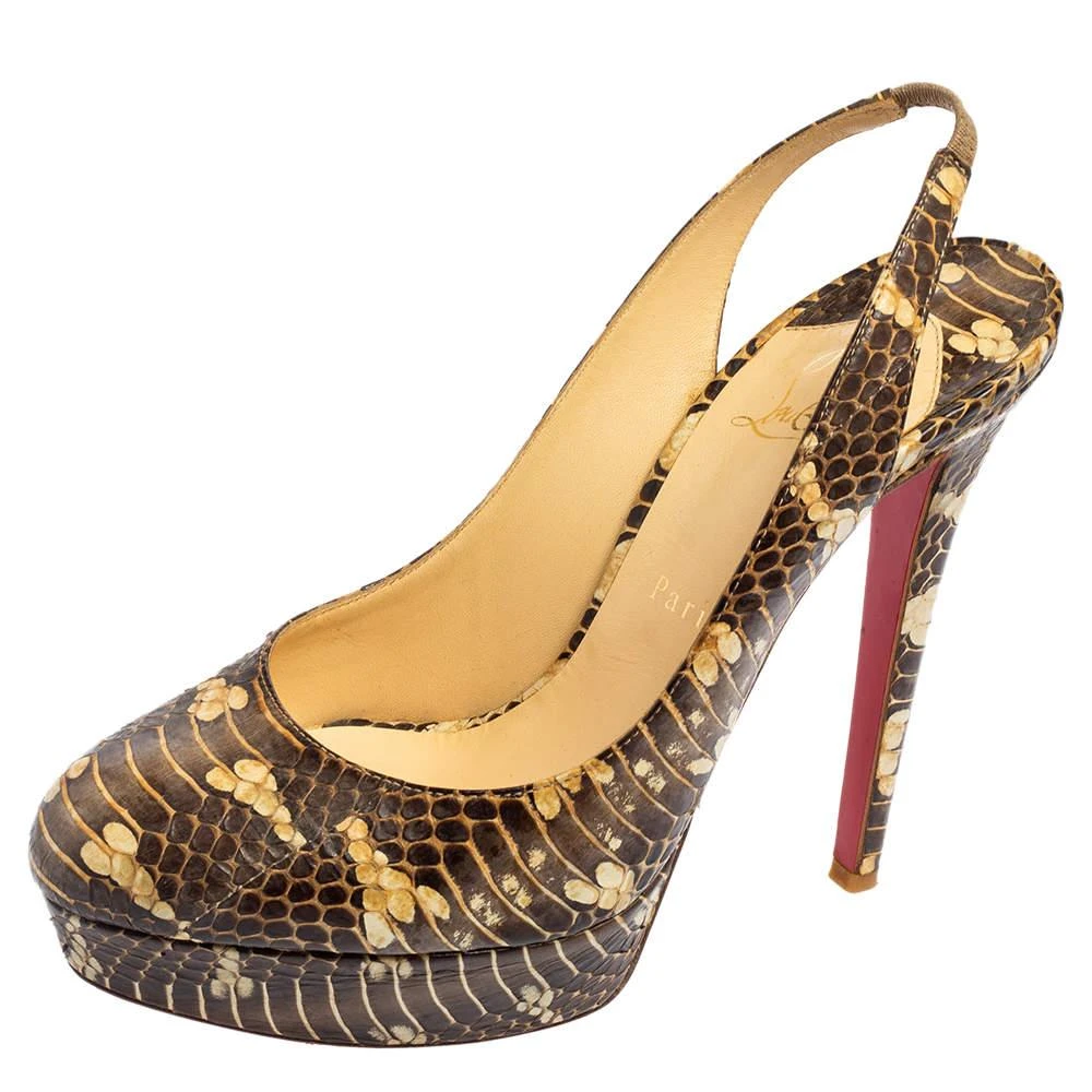 Christian Louboutin Christian Louboutin Brown Snakeskin Bianca Slingback Platform Pumps Size 40 1