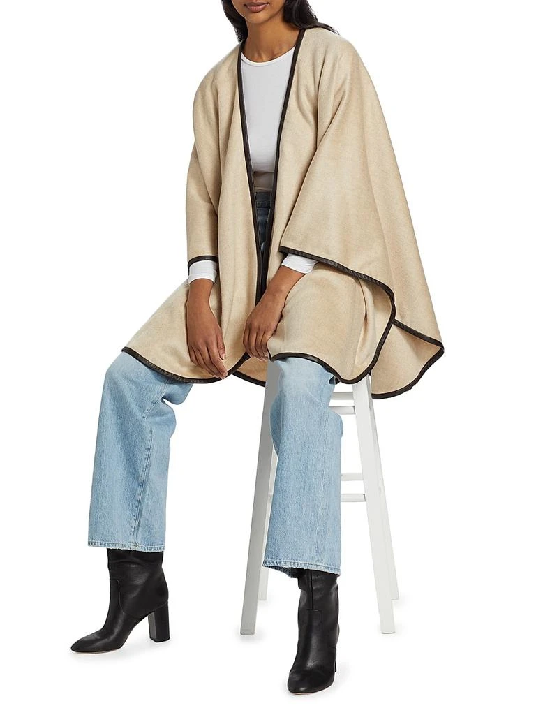 Sofia Cashmere Leather-Trim Reversible Cashmere Cape 2