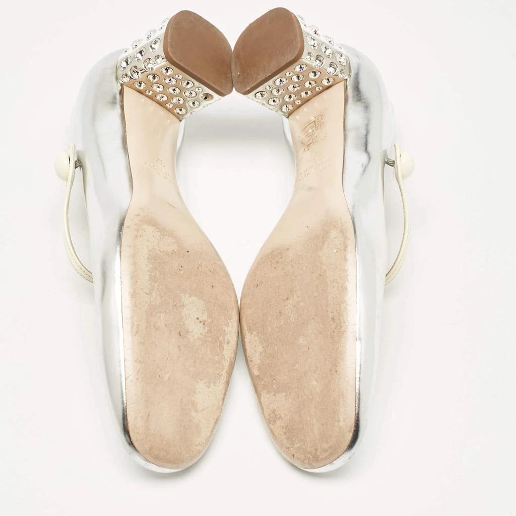 Miu Miu Miu Miu Silver Leather Mary Jane Pumps Size 37 6