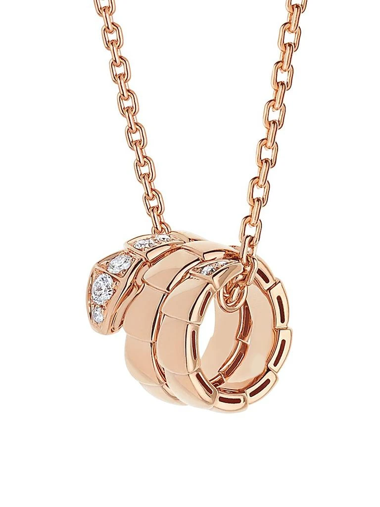 BVLGARI Serpenti Viper 18K Rose Gold &amp; Pavé Diamond Pendant Necklace 1