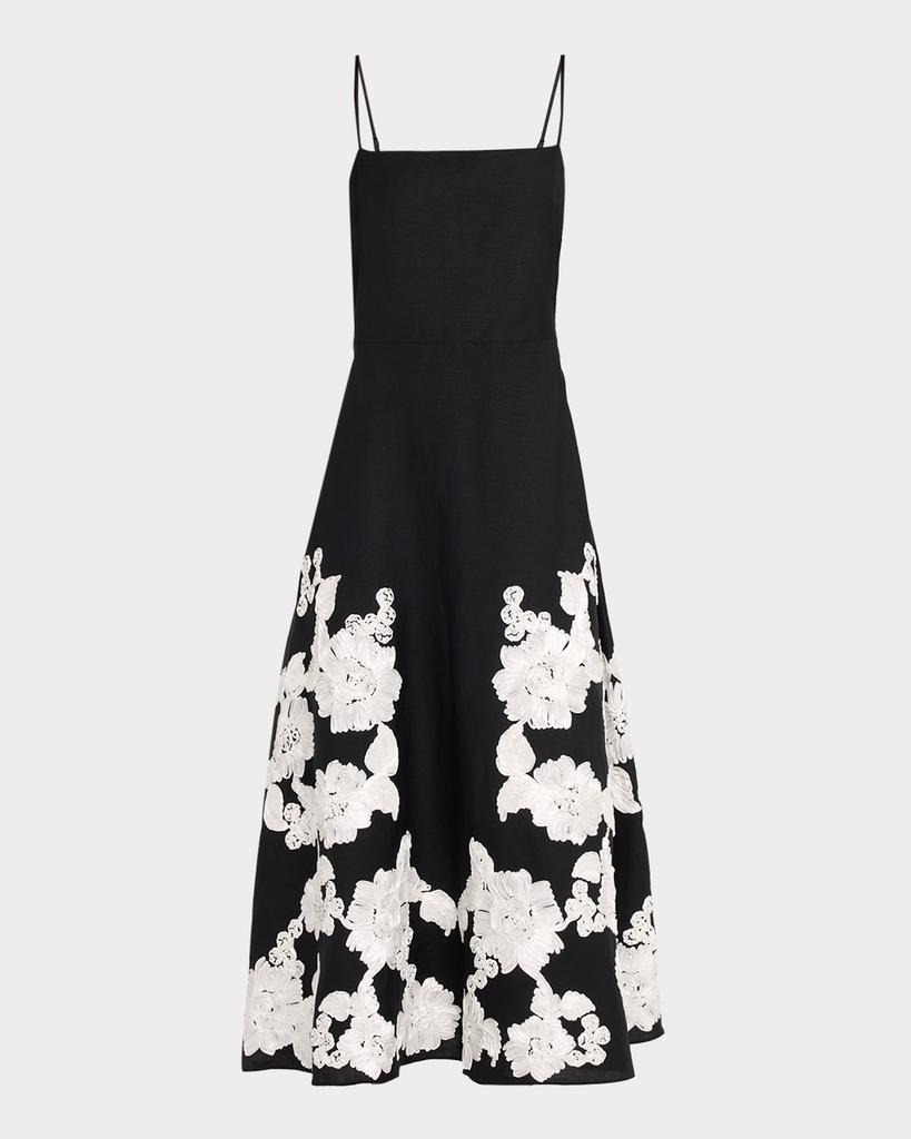 SIMKHAI Annabella Floral Embroidered Midi Dress