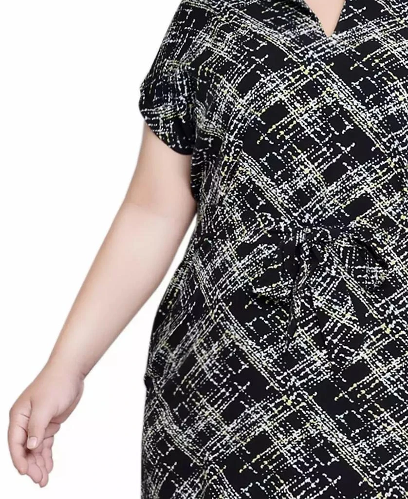 NY Collection Plus Size Short Sleeve Tunic Dress with Belt 4