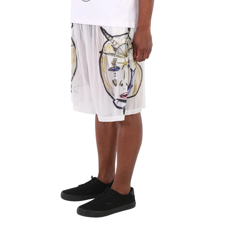 Burberry White Marine Sketch Sheer Plisse Shorts 3