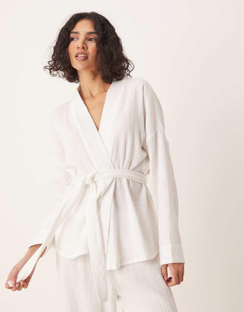 Luna Luna oversized kimono co-ord in white