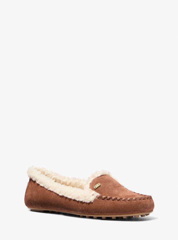 Michael Kors Eve Suede and Faux Shearling Moccasin