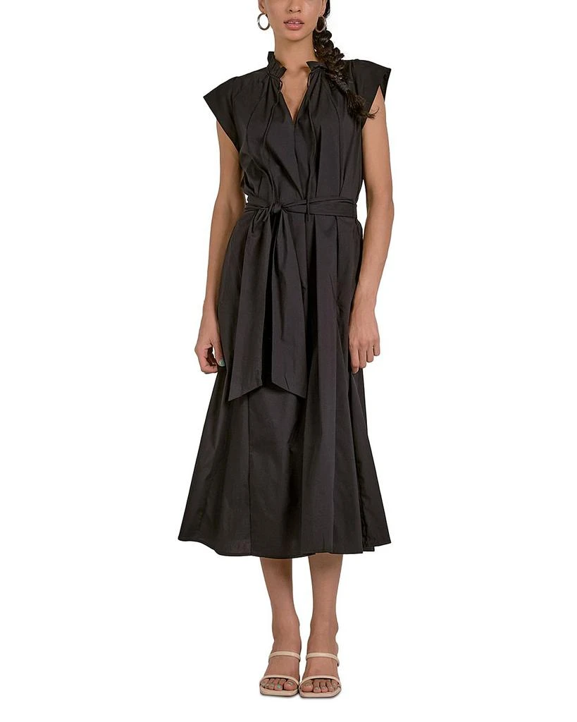 Elan Split V Neck Cap Sleeve Midi Dress 1