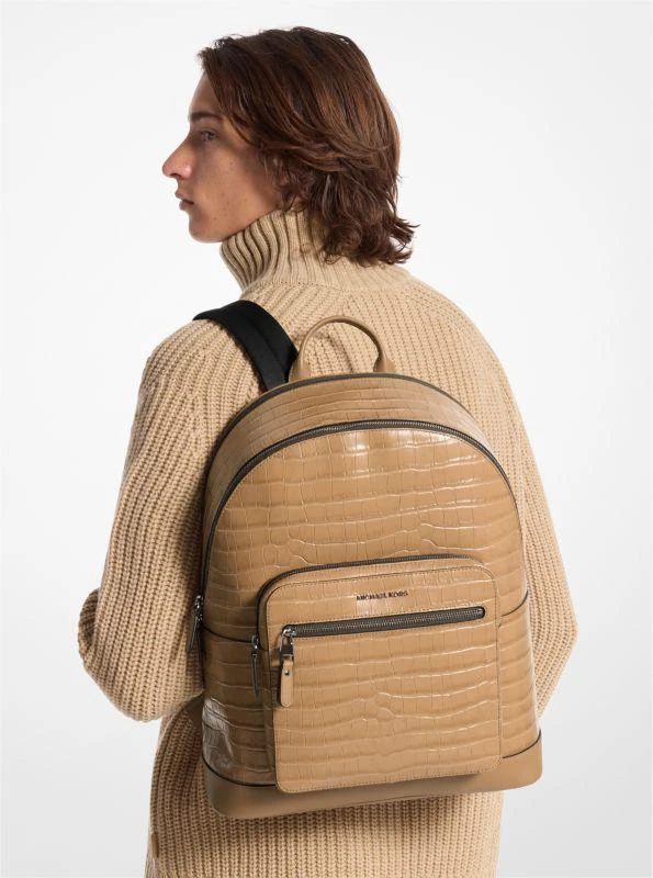 Michael Kors Hudson Crocodile Embossed Leather Commuter Backpack 4