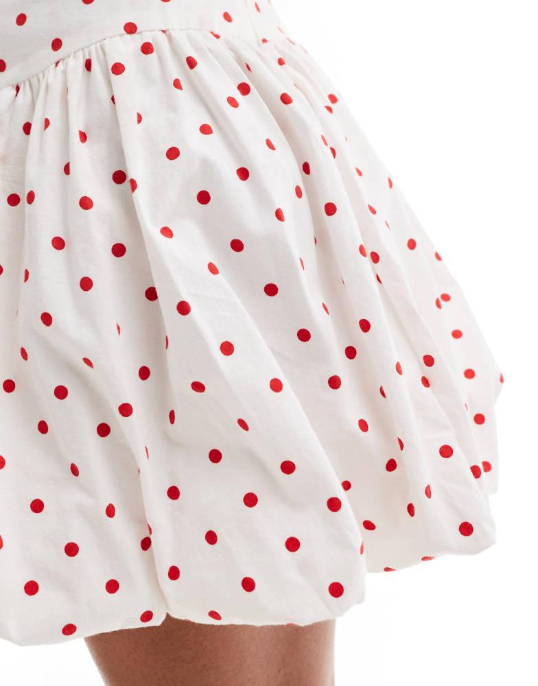 Motel Motel Exclusive kiyowo puffball mini skirt in polka dot