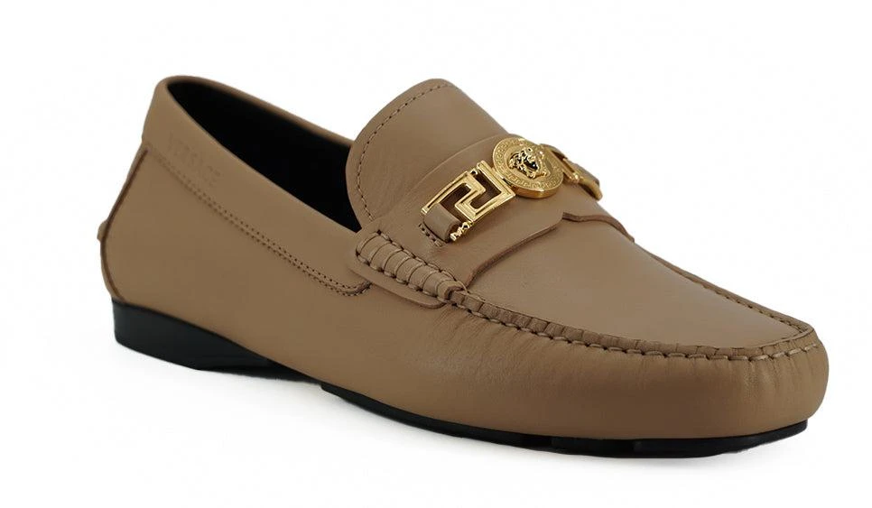 Versace Versace Beige Calf Leather Loafers Shoes 1