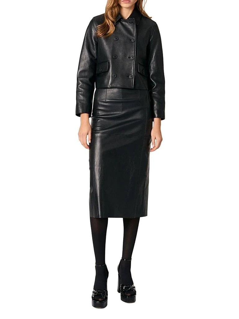 Maje Cropped Leather Jacket 2