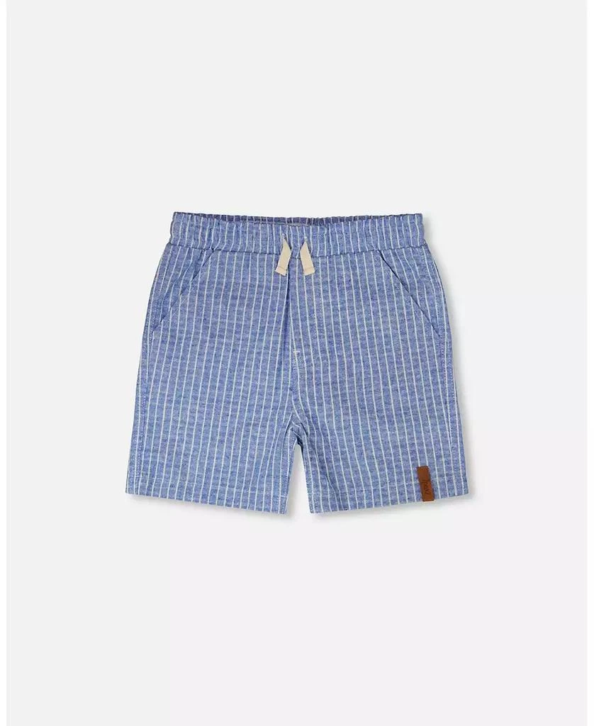 Deux par Deux Toddler Boys Printed Chambray Shorts Blue Denim Stripes