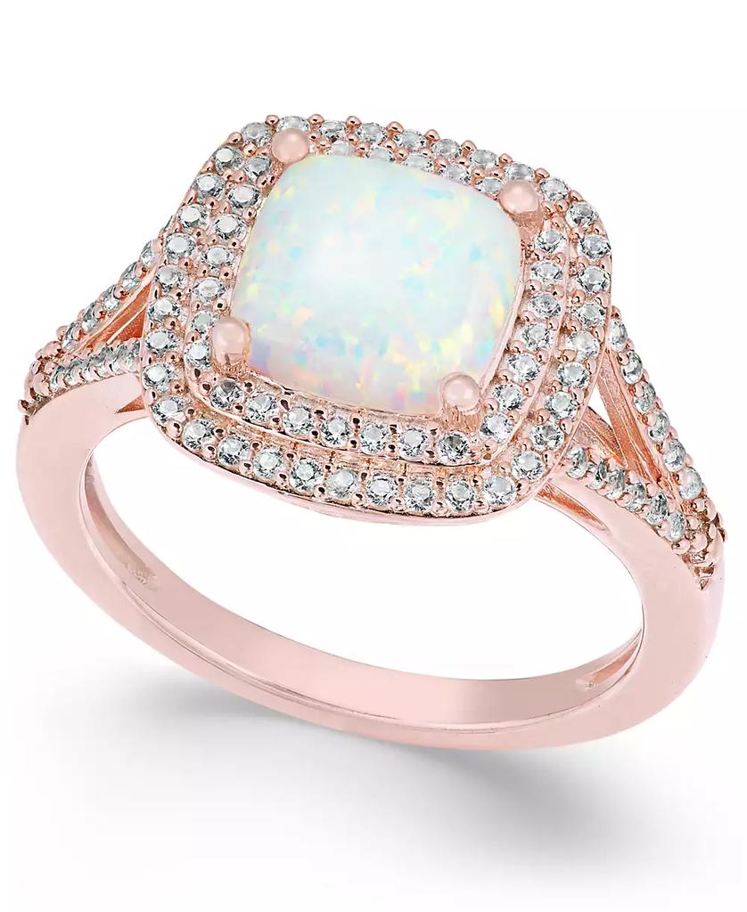 Macy's Lab-Grown Opal (1-3/8 ct. t.w.) and White Sapphire (1/2 ct. t.w.) Ring in 14k Rose Gold-Plated Sterling Silver
