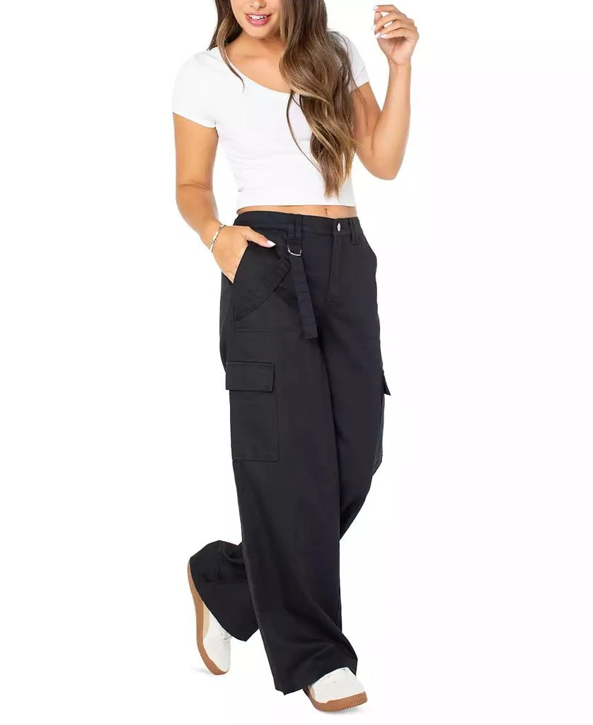 Celebrity Pink Juniors' Cargo Strap Wide-Leg Pants 4