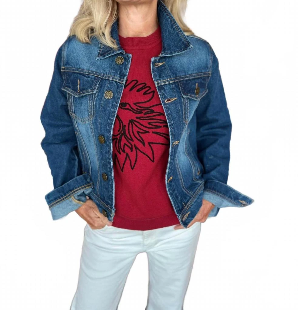 Pearls 
Camo Beaded Gamecocks Jacket In Denim