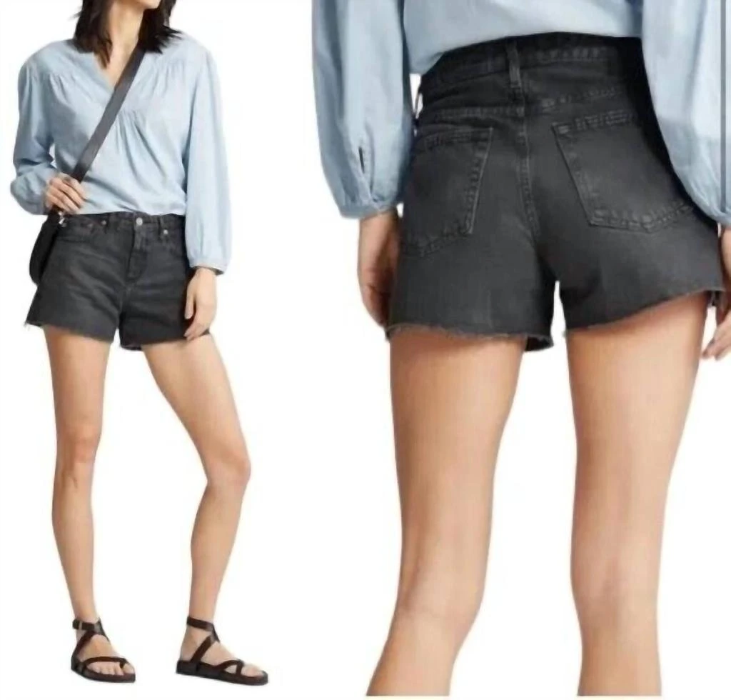 AG Jeans Hailey Cut-Off Ex Boyfriend Raw Hem Short In Black 4