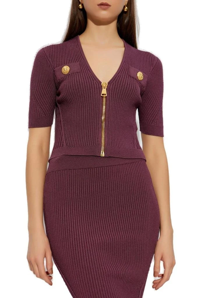Balmain Balmain Button Embellished V-Neck Knitted Top 2
