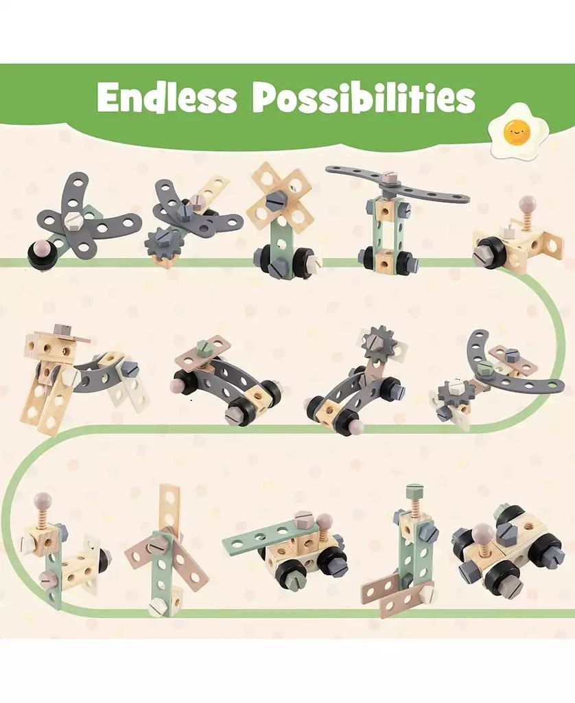 Mecale 2-in-1 Kids Rolling Cart with Play Tools Set for Construction 
Role Play 5