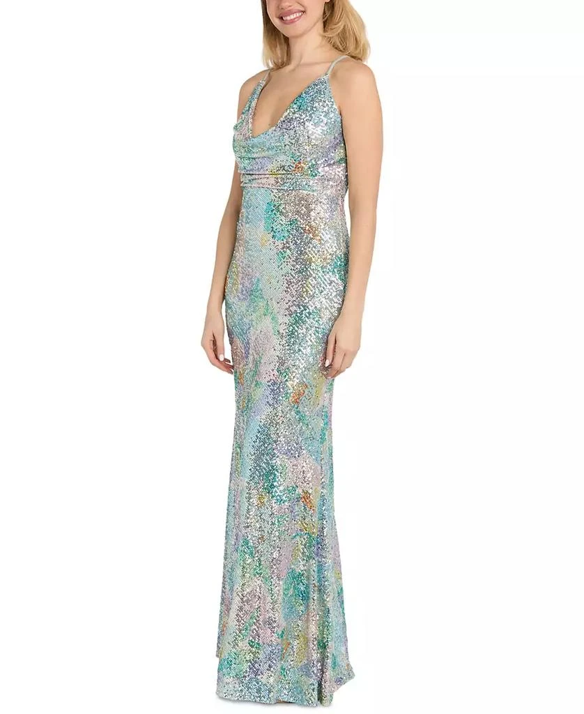 Morgan & Company Juniors' Sequined Cowlneck Gown 3