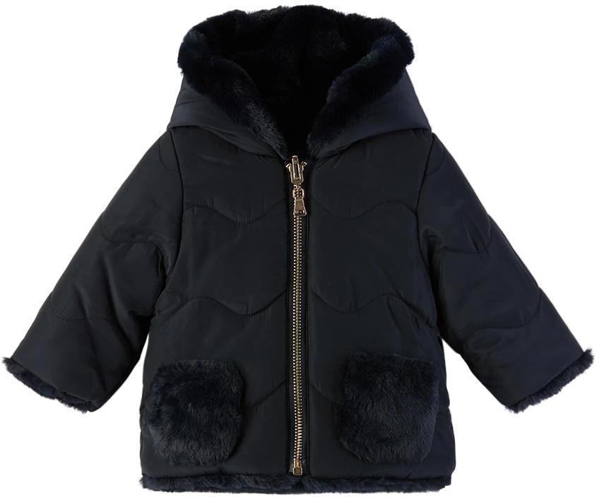 Tartine et Chocolat Baby Navy Reversible Faux-Fur Jacket 1