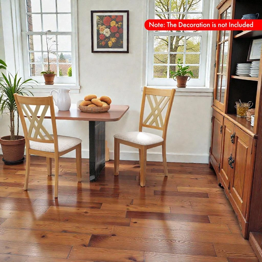 Hivvago Elegant Linen-Upholstered Dining Chairs with Durable Rubberwood Construction - Set of 2 2