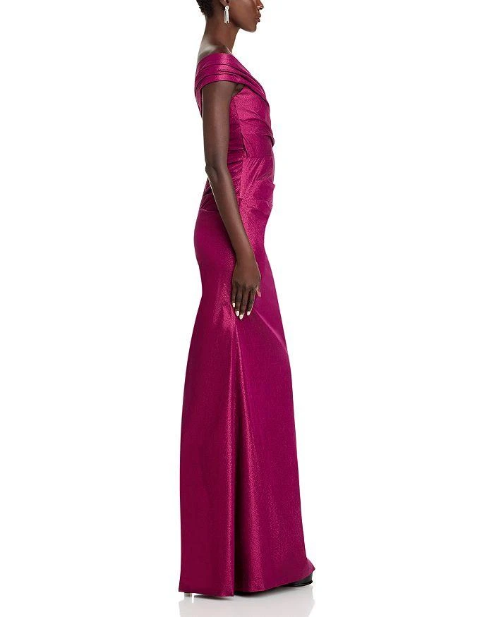 Teri Jon Stretch Metallic Off-the-Shoulder Gown 5