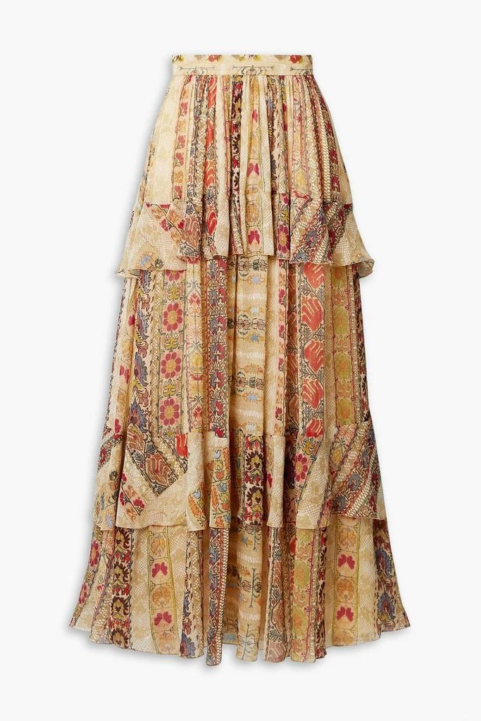 ETRO Tiered floral-print silk crepe de chine maxi skirt 1