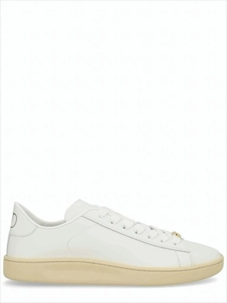 Valentino Low-Top Calf Leather Sneakers with Gold-Detail Accent