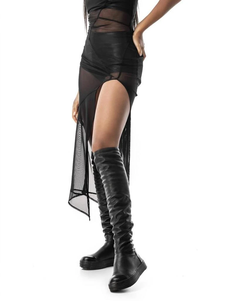 Mdnt45 Skia One Shoulder Sheer Dress In Black 3