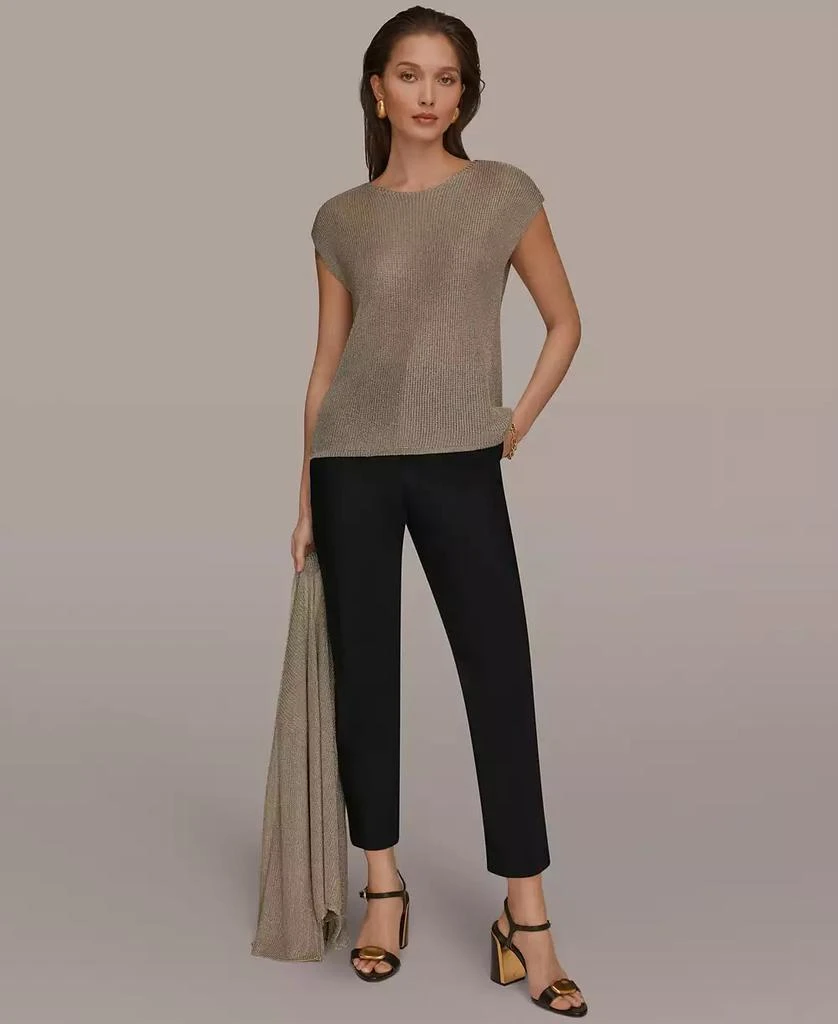 Donna Karan Women
s Sleeveless Metallic Crew Neck Sweater 5