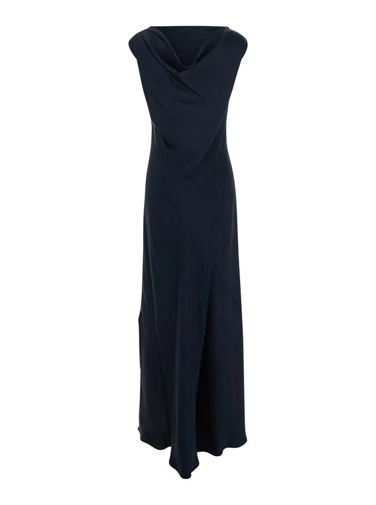 ANTONELLI 'Mara' Blue Long Dress With Boat Neckline And Side Slit In Viscose Blend Woman 1