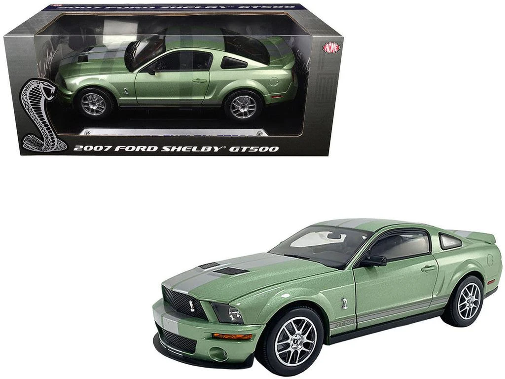 ACME 2007 Ford Shelby GT500 Lime Green Metallic with Silver Stripes "Shelby Collectibles" Series 1/18
